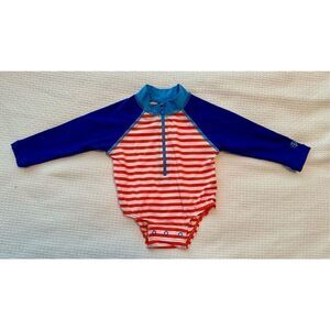 Coolibar Baby Wave One-Piece Long Sleeve Rash Guard Zip-Up Swimsuit UPF 50+ 6Mos